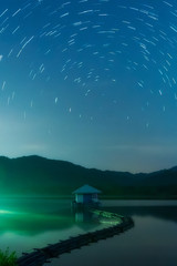 Wall Mural - Beautiful night with star trails.