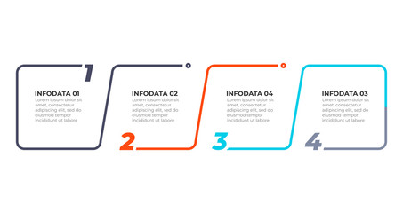 Thin line flat infographic design elements and number options.Timeline with 4 steps or process. Vector business template for presentations.