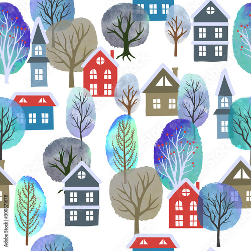 Seamless city pattern with ...