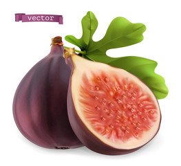 Wall Mural - Figs 3d realistic vector icon