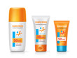 Sunscreen mousturizing cream package containers collection. Sublock lotion tube set