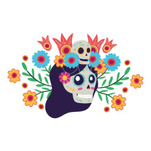 Katrina Skull With Floral Decoration Comic Character