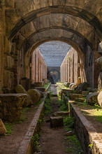 Underground Ruins Of An Ancient Amphitheater In Santa Maria Capua Vetere In Campania In Italy