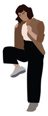 Poster - Girl with black pants, illustration, vector on white background.