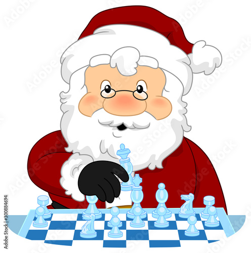 Santa Claus Play Chess Illustration