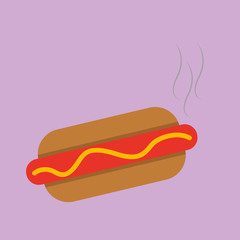 Wall Mural - Fresh hot dog, illustration, vector on white background.