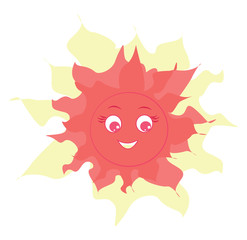 Sticker - Red sun, illustration, vector on white background.