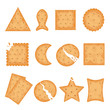 Crunchy cracker cookies flat vector illustrations set