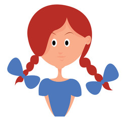 Sticker - Girl with bows, illustration, vector on white background.