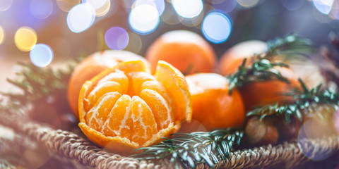 Fresh Clementines or Tangerines in the Basket