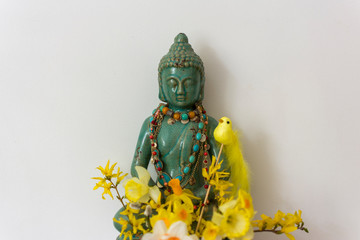 Wall Mural - Small Buddha Statue with Daffodils