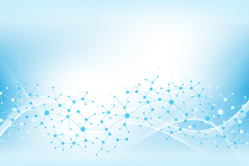 Wall Mural - colorful molecules background. dna helix, dna strand, dna test. molecule or atom, neurons. abstract 