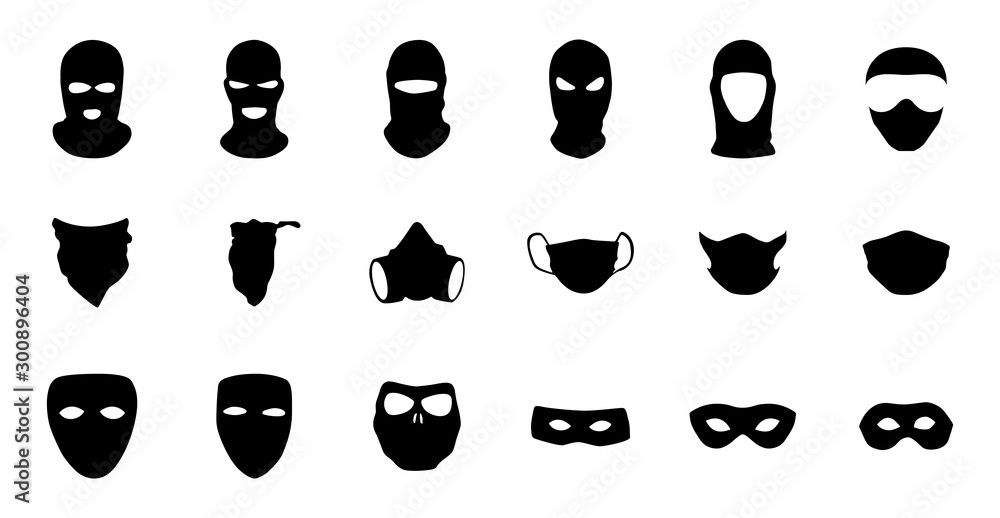 Vector masks of criminals, bandits and mafia Stock Vector | Adobe Stock