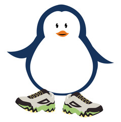 Sticker - Penguin in boots, illustration, vector on white background.