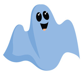 Poster - Happy ghost, illustration, vector on white background.