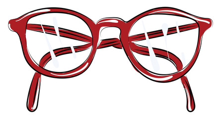 Red glasses, illustration, vector on white background.