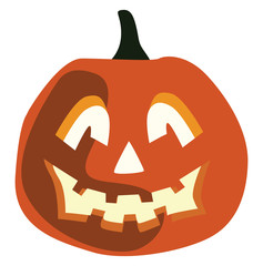 Poster - Halloween pumpkin, illustration, vector on white background.