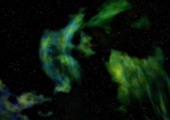 Star field in space and a nebulae. 3D rendering