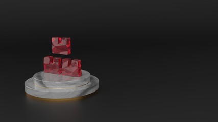 Sticker - 3D rendering of red gemstone symbol of boxes icon