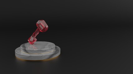 3D rendering of red gemstone symbol of key icon