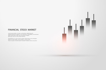 Wall Mural - Stock market graph or forex trading chart for business and financial concepts, reports and investment on grey background.Japanese candles . Vector illustration