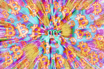 An abstract Bitcoin symbol background image.