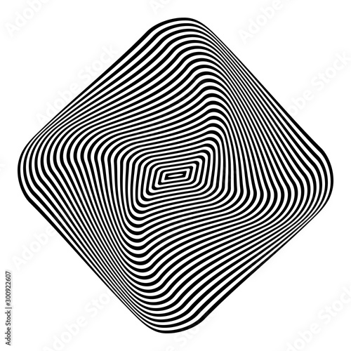 Geometric op art design element. 3D illusion.