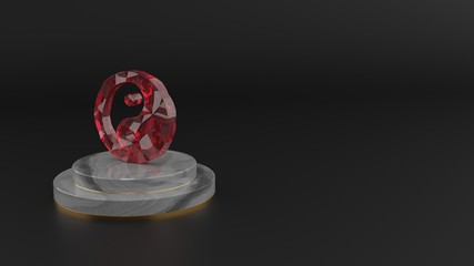 Wall Mural - 3D rendering of red gemstone symbol of yin yang icon