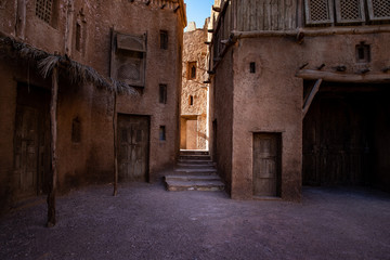 Exterior of abandoned mud houses.Middle Eastern and Arabic style.