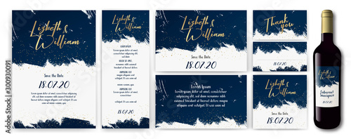 Fotomural wedding-invite-backgrouns-blue-gold