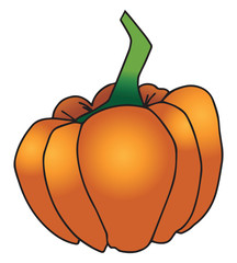 Sticker - A big orange pumpkin, illustration, vector on white background.