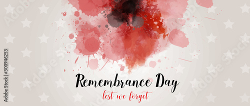 Cuadros en Lienzo Remembrance day background with watercolor painted poppy