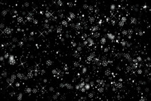 Falling Snowflakes On Black Background