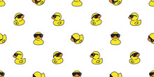 Duck Vector Icon Logo Rubber Duck Sunglasses Shower Bath Cartoon Scarf Isolated Repeat Wallpaper Tile Background Illustration Bird Animal Doodle Design