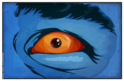 Fotografía Comic Books Mutant Superhero Eyes Scared/ Illustration of a cartoon comic mutant