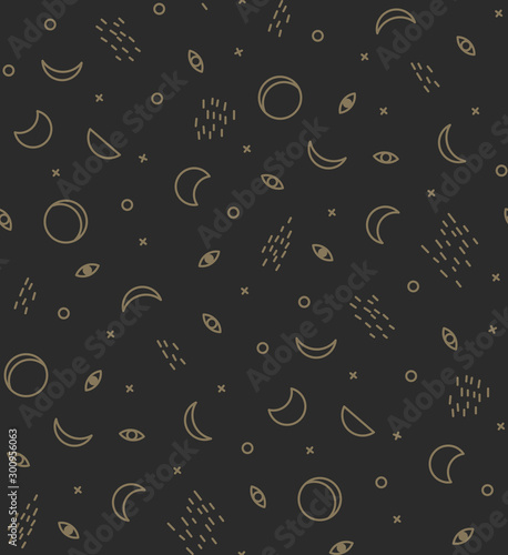 Fotografie, Obraz Seamless pattern in psychedelic style with eyes and moons