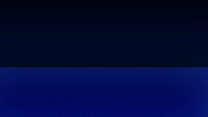 Wall Mural - Wave surface gateway of space tunnel portal with flickering light for future with grid wireframe wall dot line and circle swirl with door for digital space galaxy science technology abstract concept