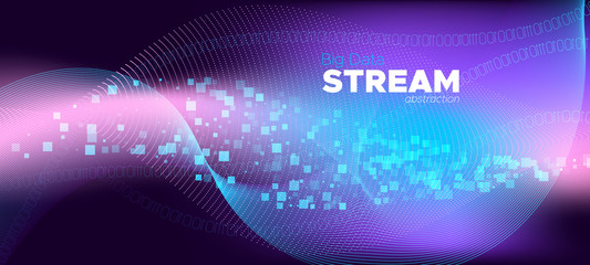 Wall Mural - big data stream. pink technology abstract. shine