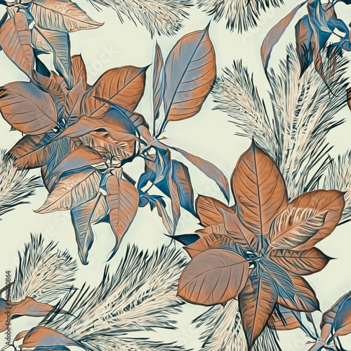 Christmas seamless pattern. Watercolor background. Hand painted illustration.