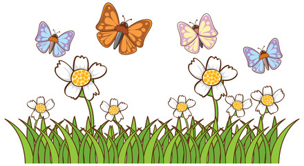 Sticker - Isolated picture of many butterflies in garden