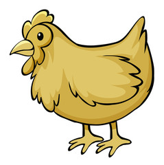 Sticker - Yellow chicken on white background