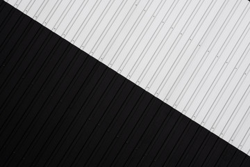 Wall Mural - Black and white Corrugated metal sheet texture surface of the wall. Galvanize steel background.