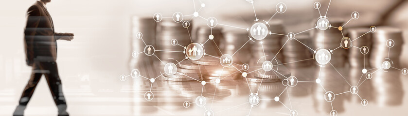 Wall Mural - people connection technologies for business. mixed media.