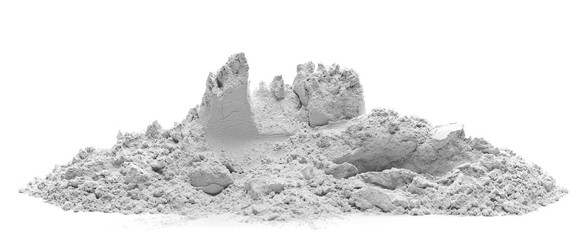 Wall Mural - Pile of cement powder isolated on white background