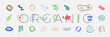 © Design Couple - Hand-painted organic products promotion — collection of signs, emblem design elements, bio logos, vector eco friendly icons — green thinking. Vegan, raw, healthy food, tags set, products packaging.