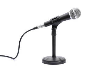 Microphone with stand isolated on white background