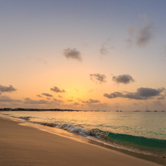 Wall Mural - Beautiful sunset over ocean