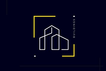 Wall Mural - minimalist skyscraper city building line art logo design vector graphic