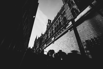 Black and white images of London City street 