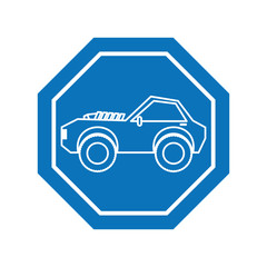 Wall Mural - Car inside road sign icon block line design